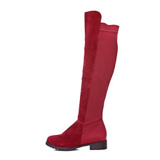 Leather Low Heal Combat Knee high Boots With Zipper