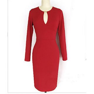 SZ Womens V Neck Sheet Metal Red Dress