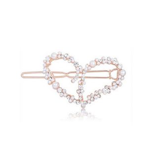 Alloy Heart Shape Wedding/Special Occation Barrette With Rhinestones And Imitation Pearls