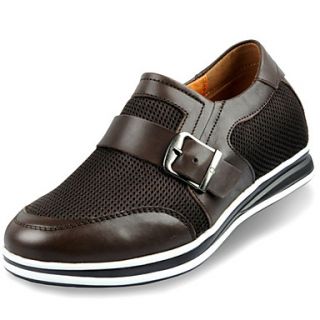 Mens Leather Wedge Heel Loafers Shoes(More Colors)