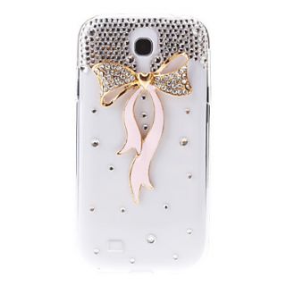 Pearl Bow Tie Pattern Transparent Hard Back Cover Case with Glue for Samsung Galaxy S4 I9500
