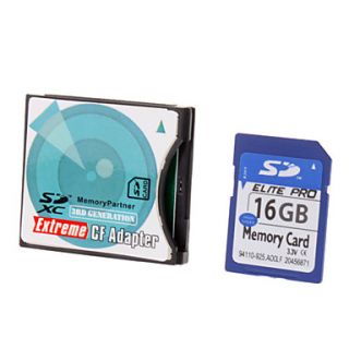 Hi speed Ultra SD Memory Card 16G with SD to CF Card Adapter