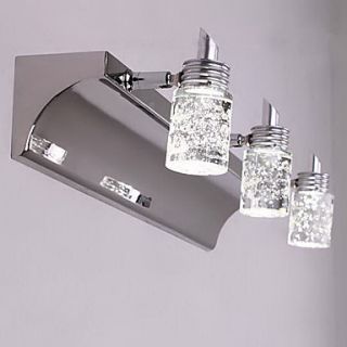 LED Crystal Bulb Included Bathroom Wall Lamp, 3 Light, Modern Metal Electroplating