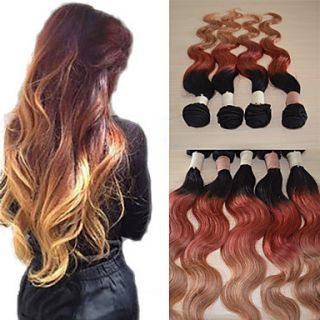 20Inch Great 5A Brazilian Virgin Human Hair Body Wave Ombre Hair Extension/Weave(1b/33#/27#)