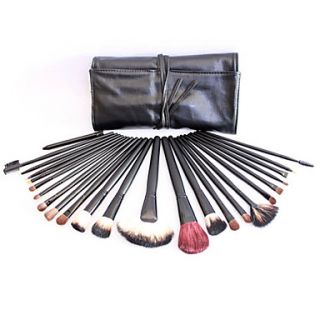 Pro High Quality 24 PCs Natural Goat Hair Makeup Brush Set with Black Pouch