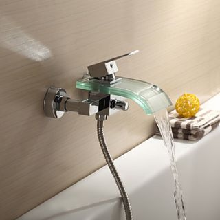 Contemporary Tub Faucet with Glass Spout (Wall Mount)