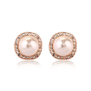 Elegant Sterling Silver Gold Plated with Imitation Pearl Womens Earrings