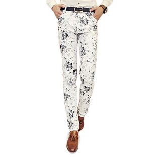 MenS Japanese Small and Pure and Fresh Flowers Slacks Pencil Big Black and White Flower