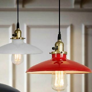 Bulb Included Pendant, 1 Light, American Style Rustic Red Metal Painting