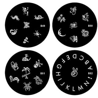 4PCS Nail Art Stamp Stamping Image Template Plate B Series(NO.49 52)