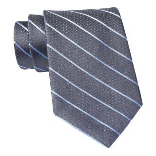 CLAIBORNE Pin Dot Stripe Silk Tie, Charcoal, Mens