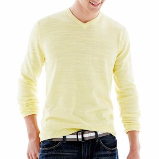 ARIZONA V Neck Cotton Sweater, Yellow, Mens