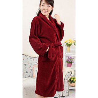Bath Robe,High class Woman Wine Red Decorative Collar Garment Thicken