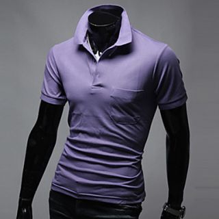 Aowofs  Quality Goods New Style Fashion Sunmmer Style Short sleeve Polo Slim Mens Shirt(Purple)