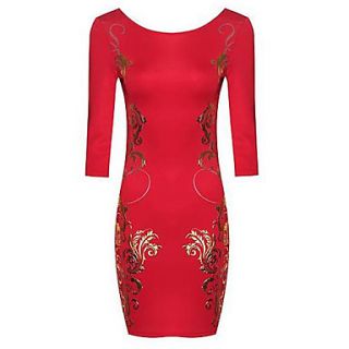 Zoey Womens Slim Floral Print Red Dress