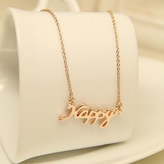 Womens Charming Happy Pattern Rose Gold Short Necklace