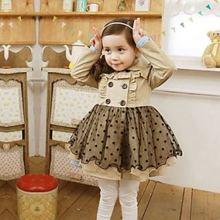 Baby Children Girls Autumn Long Sleeve Doll Collar Double breasted Grenadine Wind Coat Outerwear