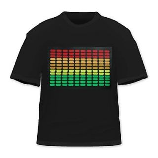 Mens Fashion Music Sound Activated LED Flashing Light Stripes T Shirt
