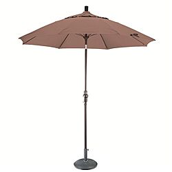 Straw Fiberglass 9 foot Umbrella With Collar Tilt And 50 pound Stand (StrawMaterials Olefin Fabric, AluminumPole Materials AluminumWeatherproof Yes Closure Type Crank SystemShade UV Protection Yes Dimensions 108 inches high x 108 inches wide x 96 in
