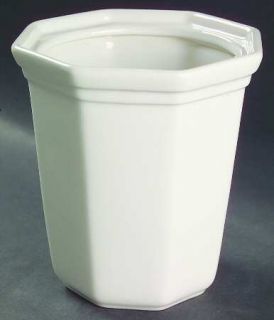 Pfaltzgraff Providence Gadget Crock, Fine China Dinnerware   All White, Paneled/