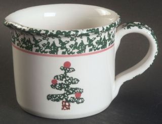 Furio Fuo5 Creamer, Fine China Dinnerware   Green Sponged Rim&Xmas Tree,Red Band