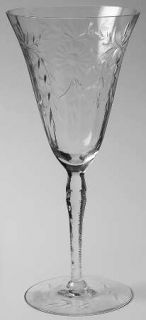 Unknown Crystal Unk5612 Water Goblet   Optic,Floral&Dots,Cut Stem&Foot