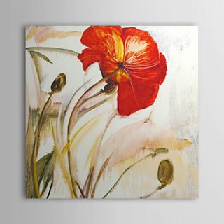 Hand Painted Oil Painting Floral Blooming Red with Stretched Frame 1312 FL0031