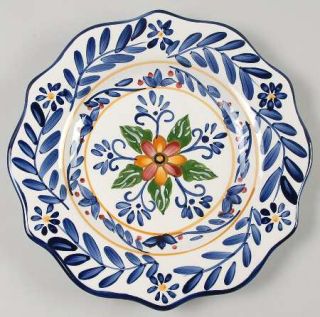 Whole Home Talavera Salad Plate, Fine China Dinnerware   Floral Center,Blue Leav
