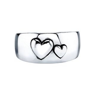 Sterling Silver Double Heart Ring, Womens