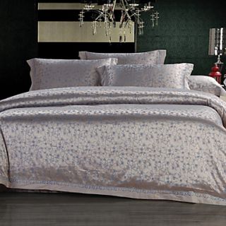 Duvet Cover,4 Piece Modern Style Small Floral Jacquard