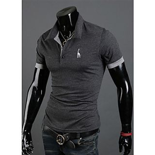 Langdeng Casual Short Sleeve Polo Shirt(Dark Gray)