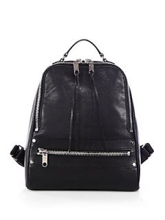 MILLY Riley Leather Backpack   Black