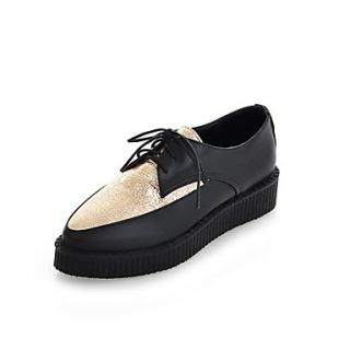 Faux Leather Womens Platform Heel Comfort Creepers Oxfords Shoes(More Colors)
