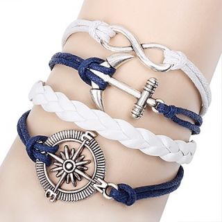 Shining Infinity Style Vintage Anchors And Rudder Handmade Leather Bracelet (Screen Color)