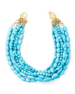 Multi Strand Turquoise Magnesite Necklace   Moon and Lola