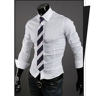 URUN Casual Slimming Solid Color Shirt(White)