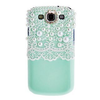 White Lace and Bling Pearls Protective Cover by Handmade Case for Samsung Galaxy s3 i9300