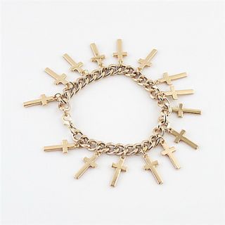 Kayshine Womens Multi Cross Tassel Charming Bracelet