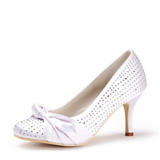 Satin Womens Stiletto Heel Heels Pumps/Heels With Rhinestone Shoes