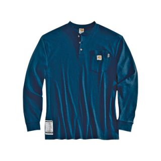 Carhartt Flame Resistant Long Sleeve T Shirt   Navy, 3XL, Big Style, Model#