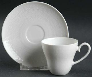 Rosenthal   Continental Romance (All White) Flat Demitasse Cup & Saucer Set, Fin