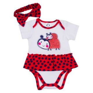 Gerber Newborn Girls Ladybug Bodysuit and Headband Set   Red/White 6 9 M