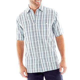 Haggar Microfiber Short Sleeve Shirt, Teal, Mens