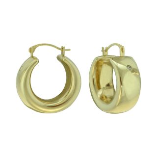 14K Yellow Gold Band Hoop Earrings, Womens