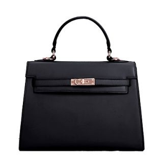 Global Freeman Womens Simple Fashion Free Man Solid Color Leather Tote(Black)