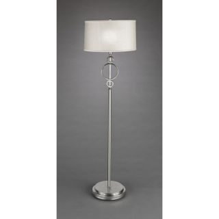 Contemporary 1 light Brushed nickel White Floor Lamp