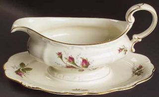 Rosenthal   Continental Moss Rose (Pompadour, Ivory Body) Gravy Boat with Attach