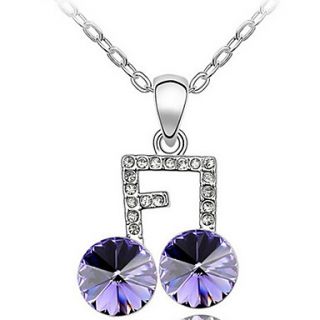 Xiaoguo Womens Austrian Crystal Note Necklace (Screen Color)