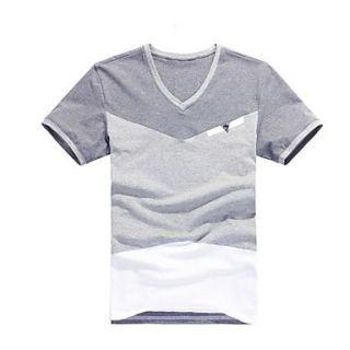 Mens V Collar Trend Short Sleeve T Shirt