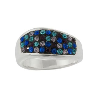 Bridge Jewelry Silver Plated Multicolor Crystal Wave Ring